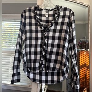 GAP Black and White Plaid Button Down Shirt size XSP